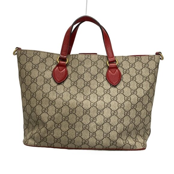 Auth GUCCI GG Supreme 473887 Beige Red Pink PVC Leather - Tote Bag - Picture 2 of 16